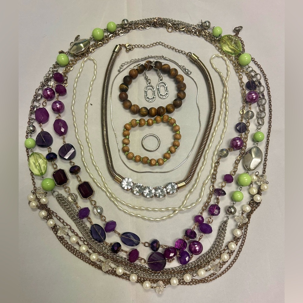 Vintage Style Jewelry Lot – Mixed Metals, Rhinestone, Boho & Statement Pieces